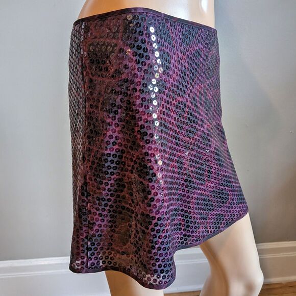 Vintage Y2K Express Mini Skirt Sequins Purple Swirl Party Clubbing Size 3/4 - Picture 3 of 8